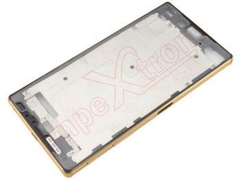 Carcasa frontal / central con marco dorado para Sony Xperia Z5 Premium Dual, E6833 / E6883
